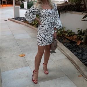 River Island White Spot Printed Puff Sleeve Mini Dress